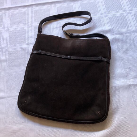 Early 2000 French Les copains jeans, made in Italy, boho brown bag: suede - Picture 2 of 2